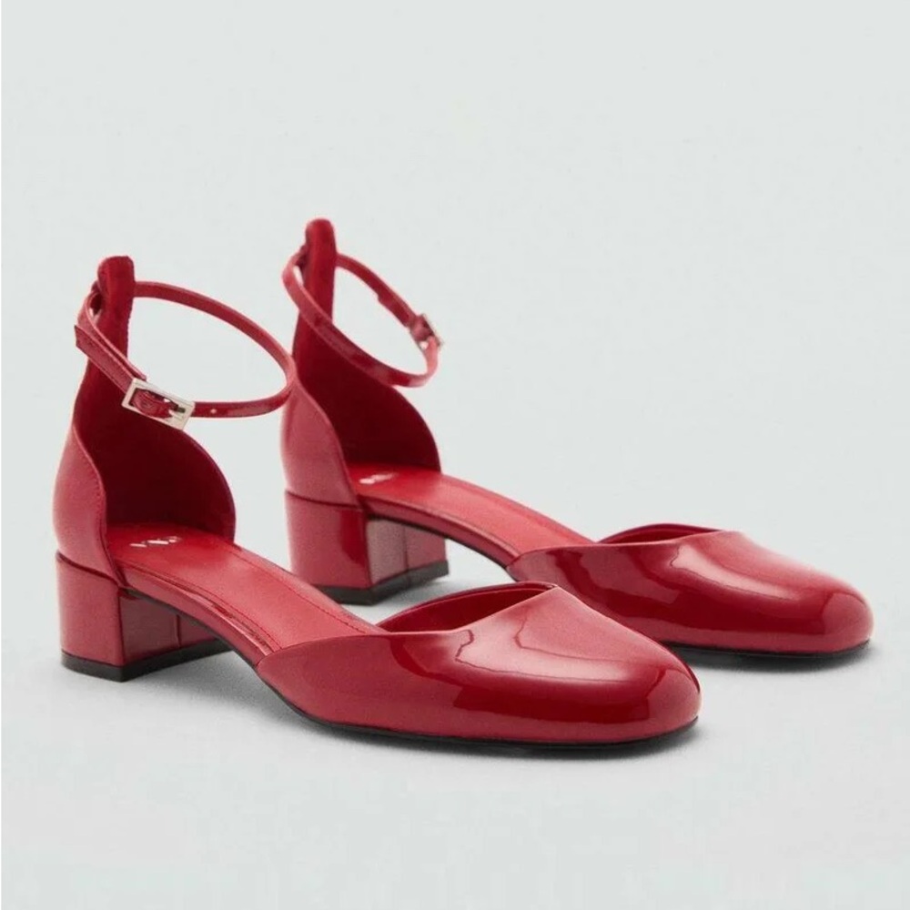 Mango Red Patent Block Heels